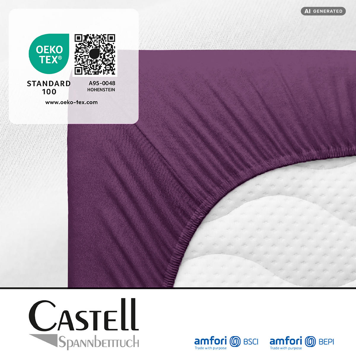 SPANNBETTTUCH Basic Jersey dunkel violett, 140x200 cm - 160x200 cm - Violett, Textil (160/200cm) - Castell