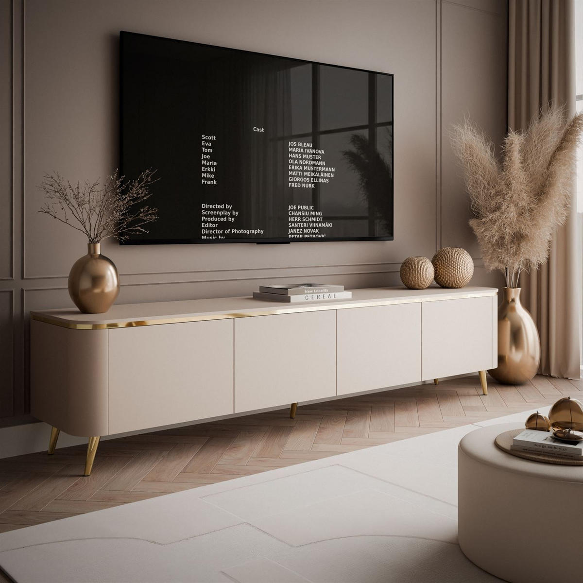 TV-RACK AVELINE 200 cm mit LED-Beleuchtung - Kaschmir, Holzwerkstoff (200/48/40cm) - Lookway