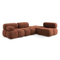 ECKSOFA Rechts Chenille Stoff Orange - Terra cotta/Schwarz, Kunststoff/Textil (285/190cm) - Makamii