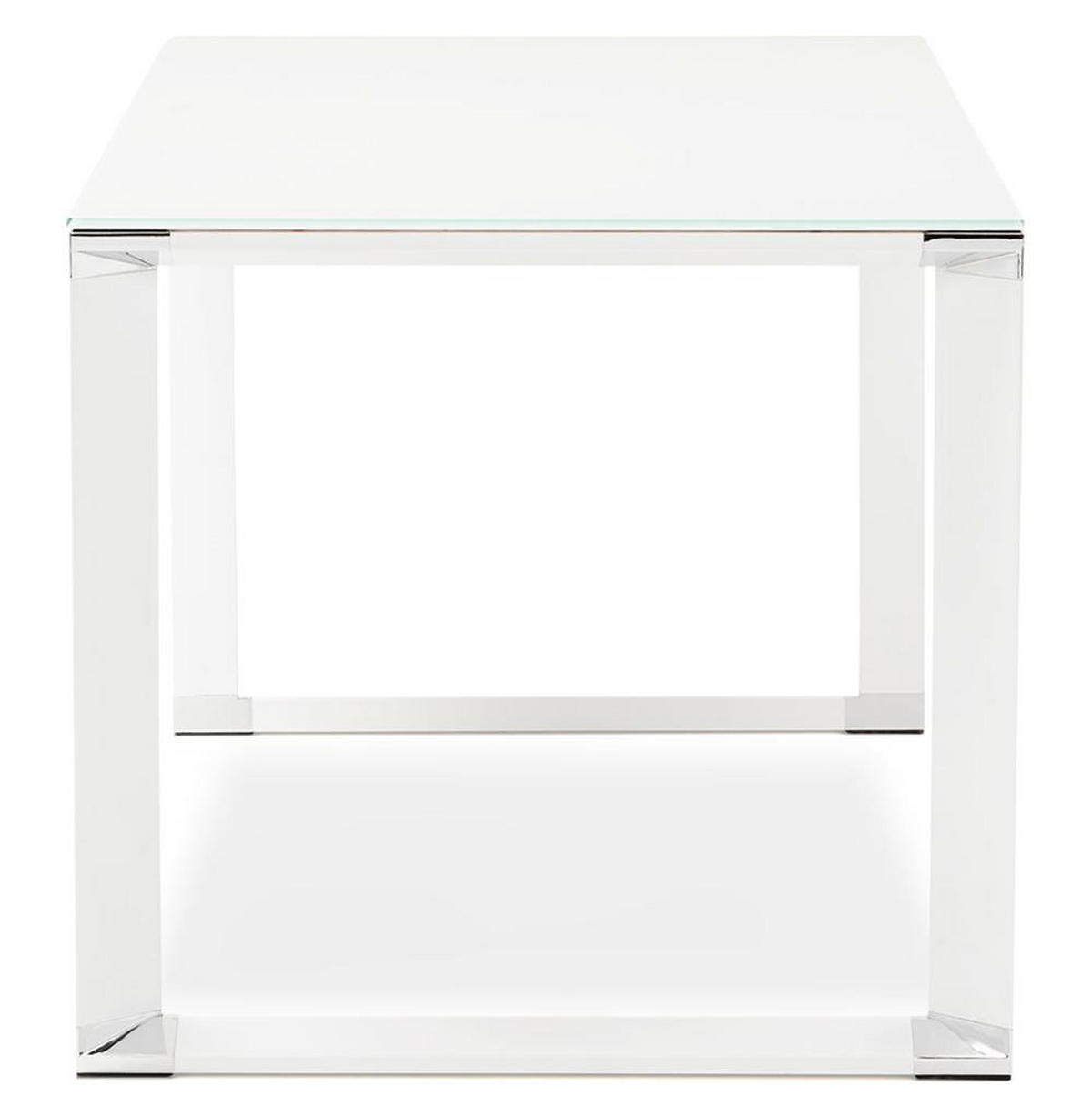 GLASSCHREIBTISCH Verchromt Mit Kufengestell Modern KERIX, Weiß 160x80x73 cm - Weiß, Glas/Metall (80/160/73cm) - KADIMA DESIGN