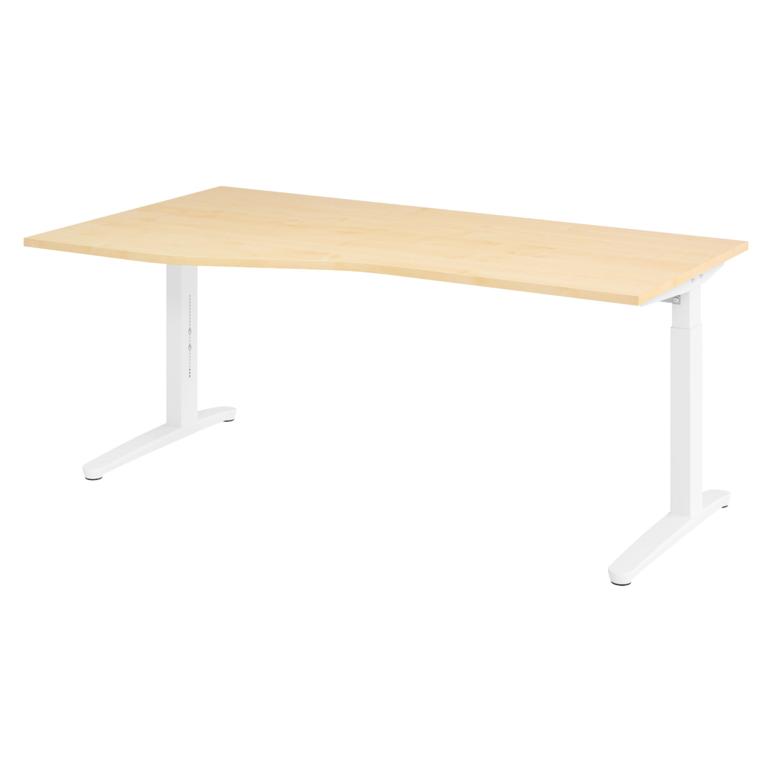 bümö Schreibtisch Ahorn, Weiß 180x74x100 cm
