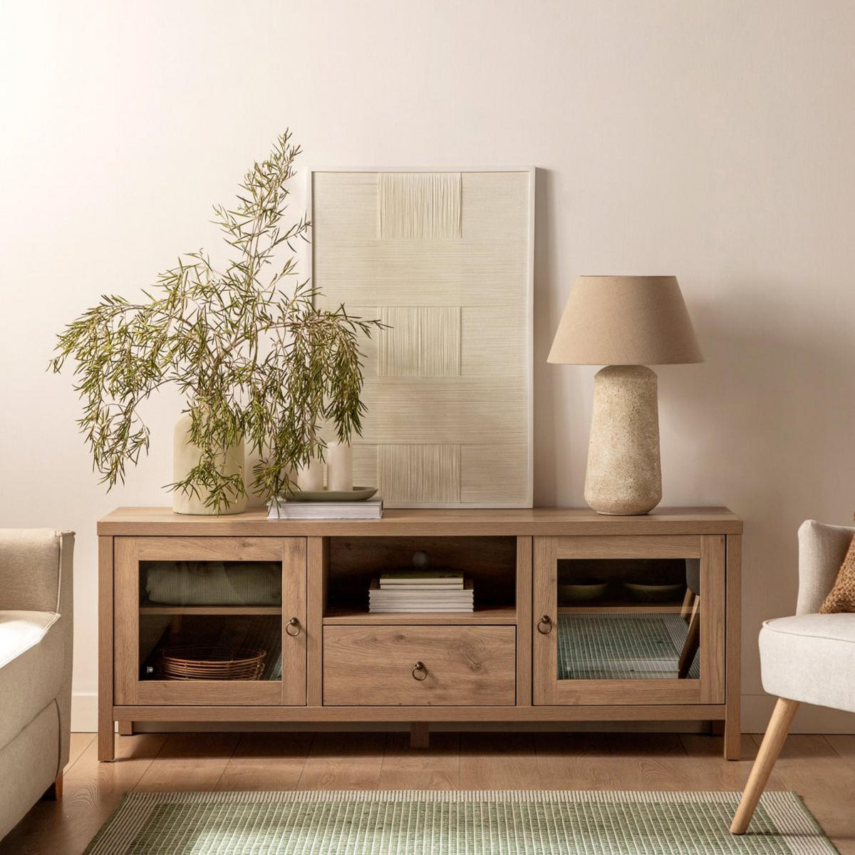 TV-ELEMENT Livorno Natürlich 160 cm x 60 cm - Naturfarben, Holzwerkstoff (160/60/40cm)