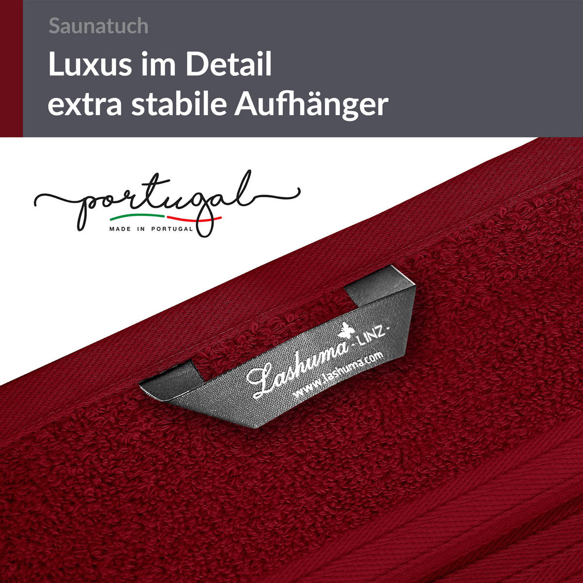 BADETUCH Linz Rubinrot 100x200 cm - Bordeaux, Textil (100/200cm) - Lashuma
