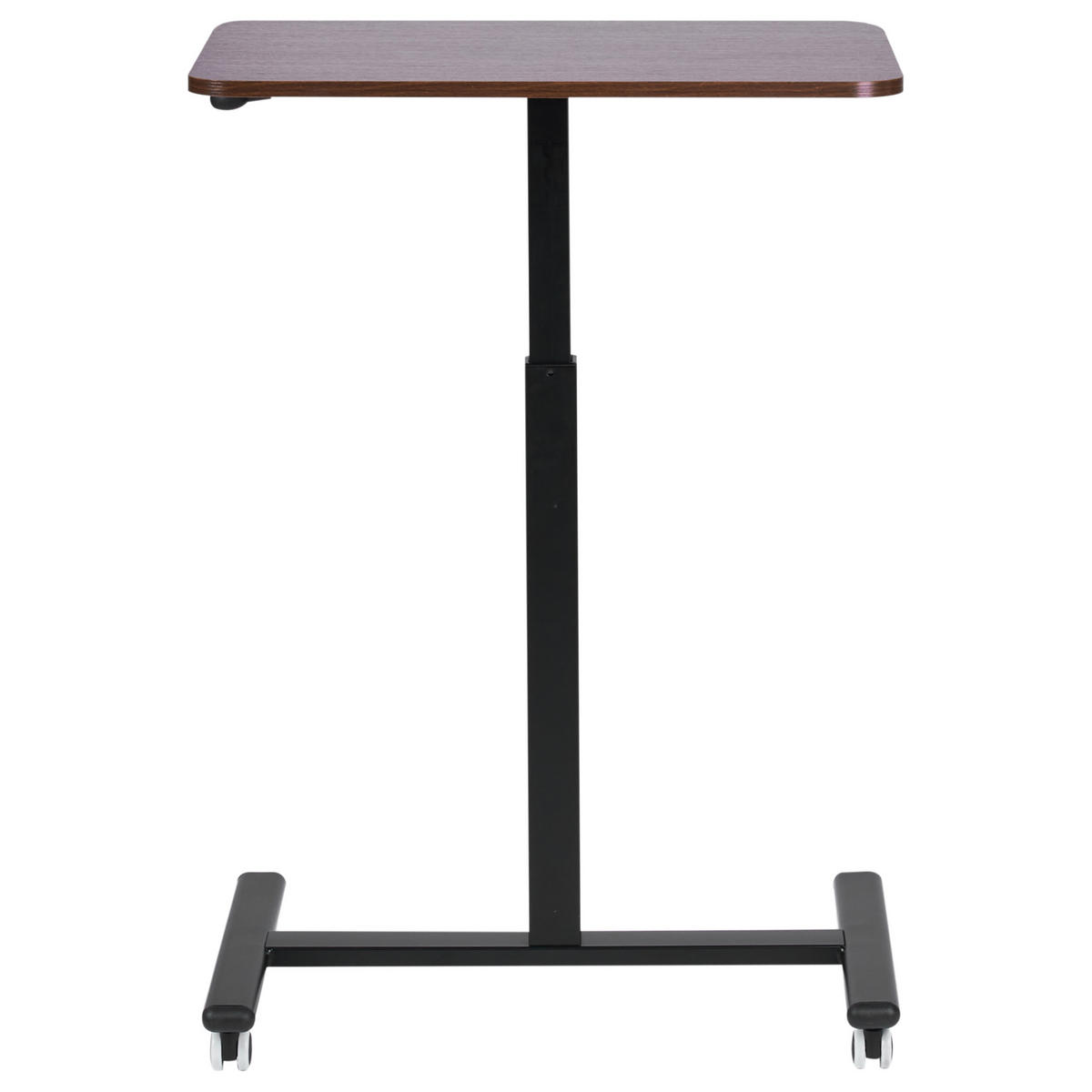 LAPTOPTISCH manuell höhenverstellbar 65/48 cm mit Rädern Dunkelbraun Academia - Schwarz/Braun, Holzwerkstoff/Metall (48/65/73cm) - Beliani