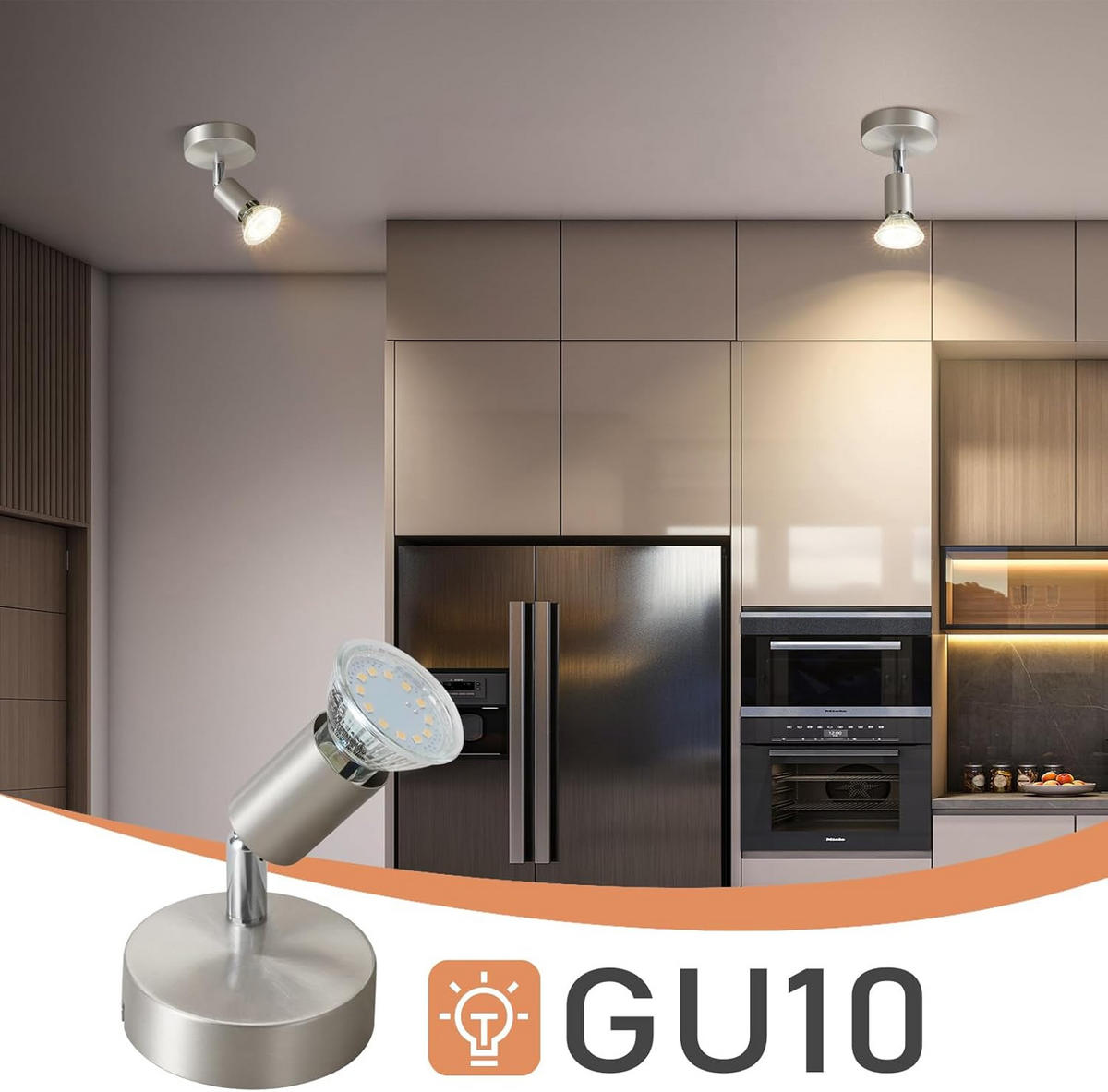 DECKENSTRAHLER Leorix 8/10.5/7.7 cm - Alufarben, Metall (7.7/8/10.5cm) - ZMH