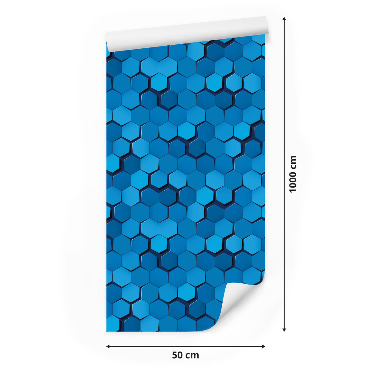VLIESTAPETE Hexagone in 3D-Optik – Blau – 50x1000 cm - Blau, Papier (50/1000cm) - Muralo