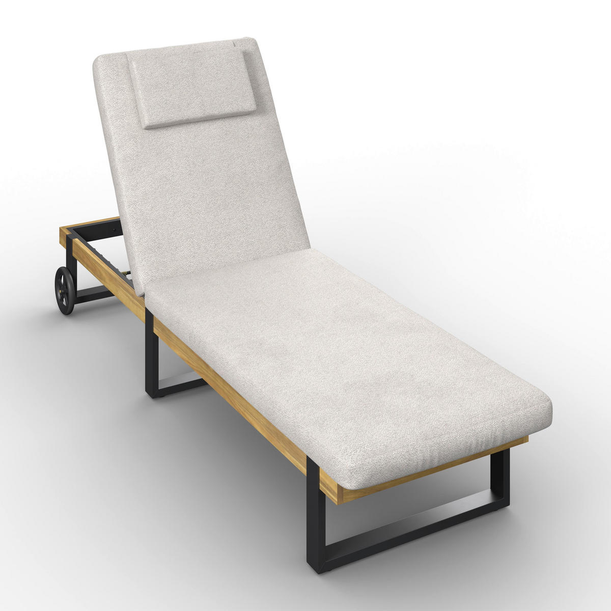 GARTENLIEGE Elenyi creme/grau Metall/Outdoorstoff/Holz - Creme, Holz (1/95/200cm)
