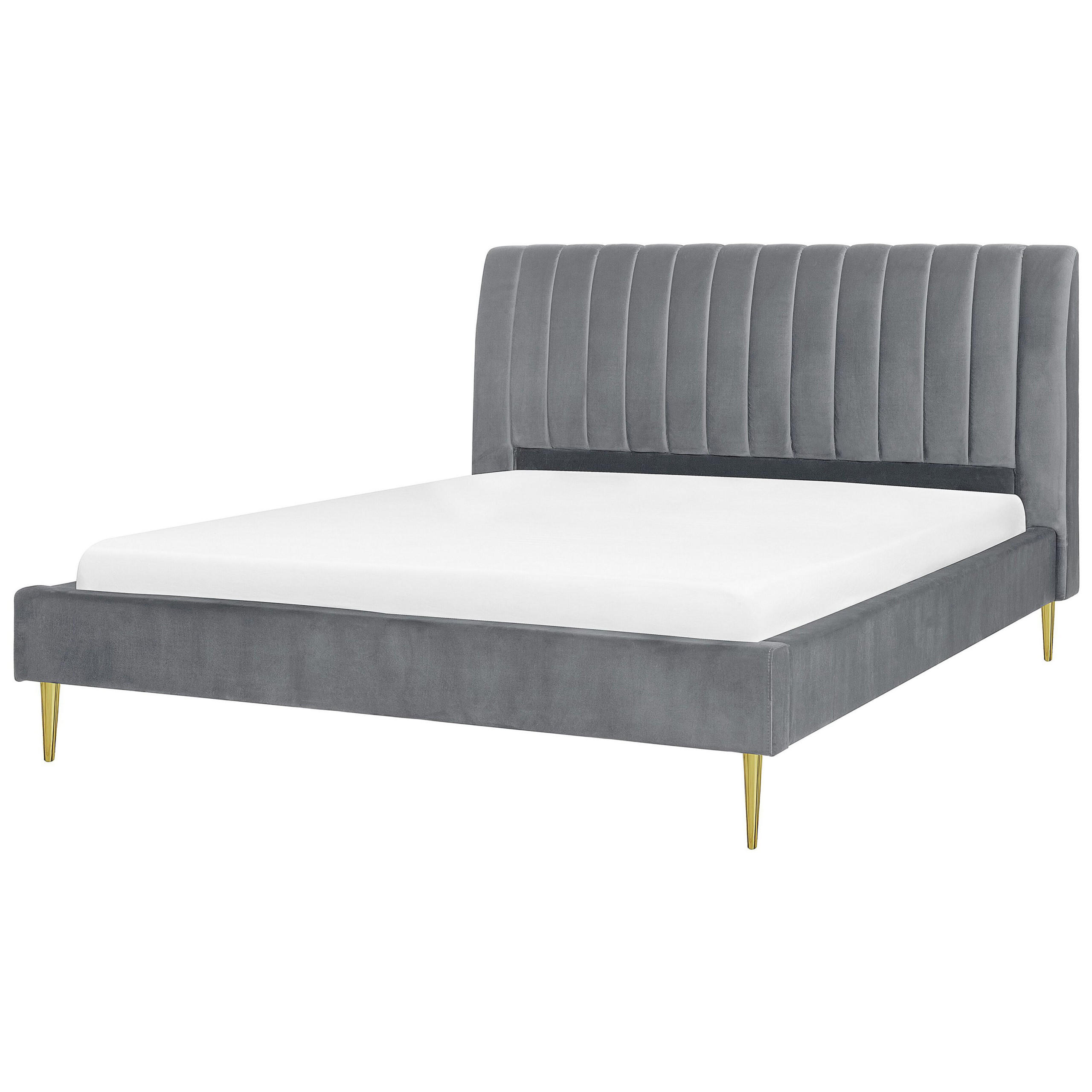 POLSTERBETT 180/200cm Grau Marville - Grau, Textil (180/200cm) - Beliani