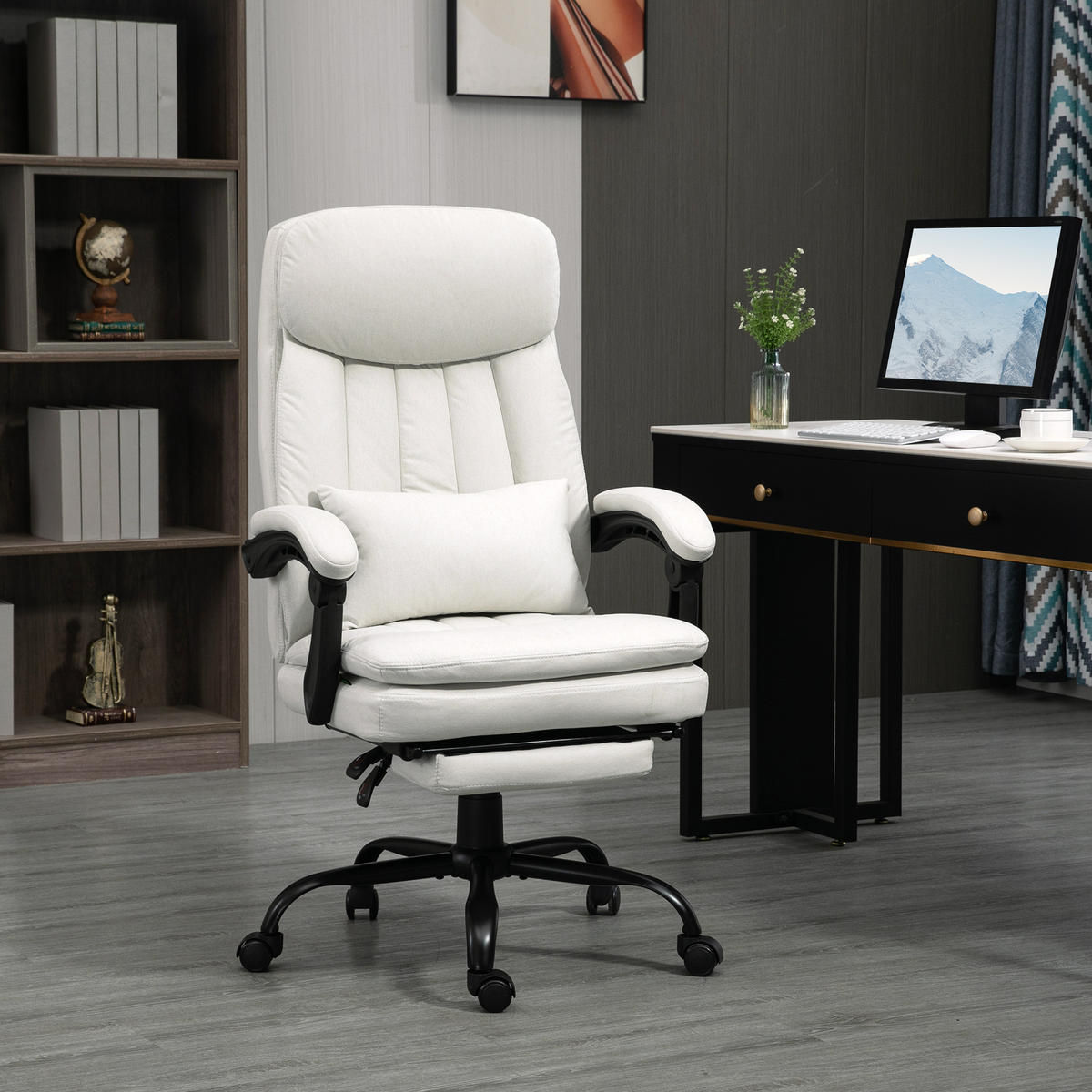 BÜROSTUHL mit Massagefunktion, Creme - Weiß, Kunststoff (67/118/66cm) - Vinsetto