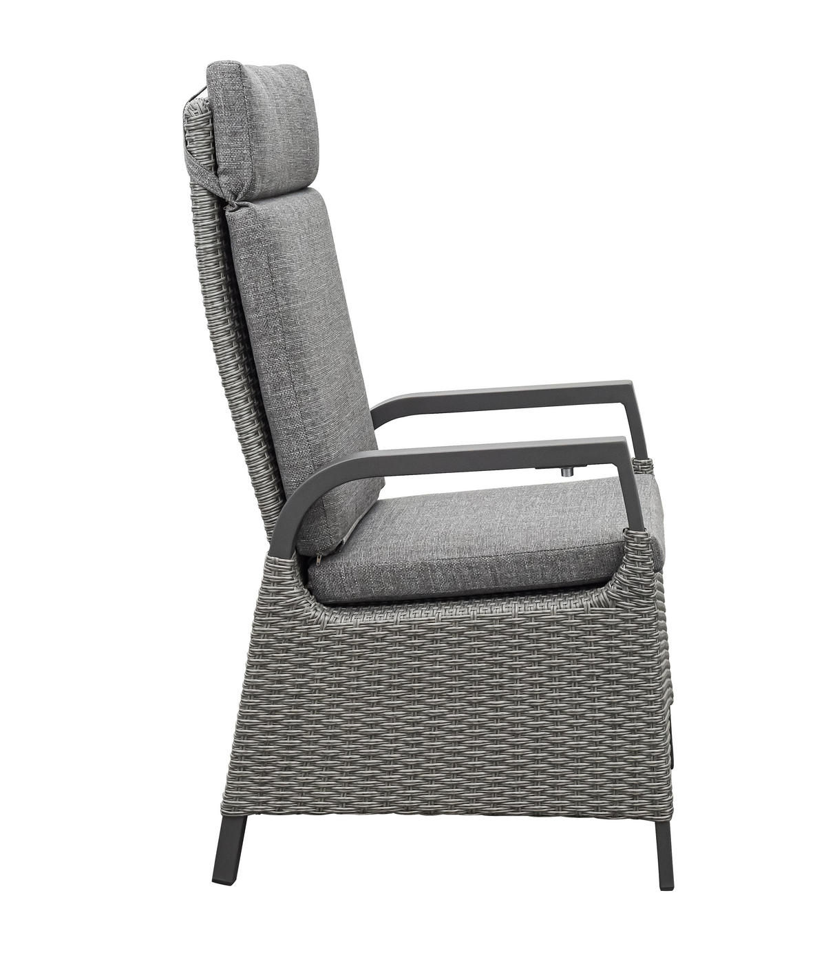 GARTENSTUHL Dallas 2er-Set Aluminium Anthrazit Hochlehner verstellbare Rückenlehne - Grau, Naturmaterialien (80/175/120cm) - bellavista - Home & Garden