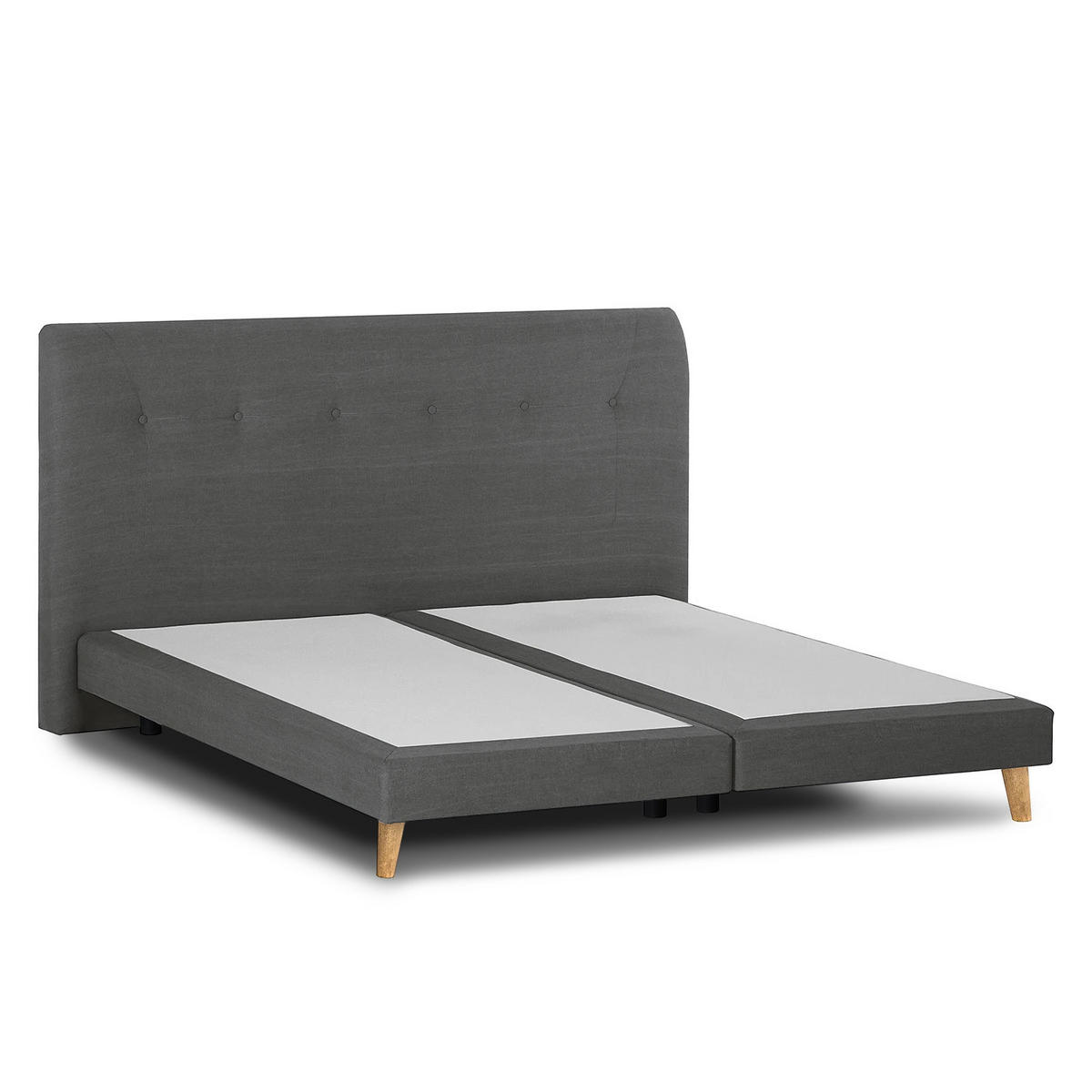 BOXSPRINGBETT - Webstoff - Anthrazit, Naturmaterialien (160/200cm) - home24