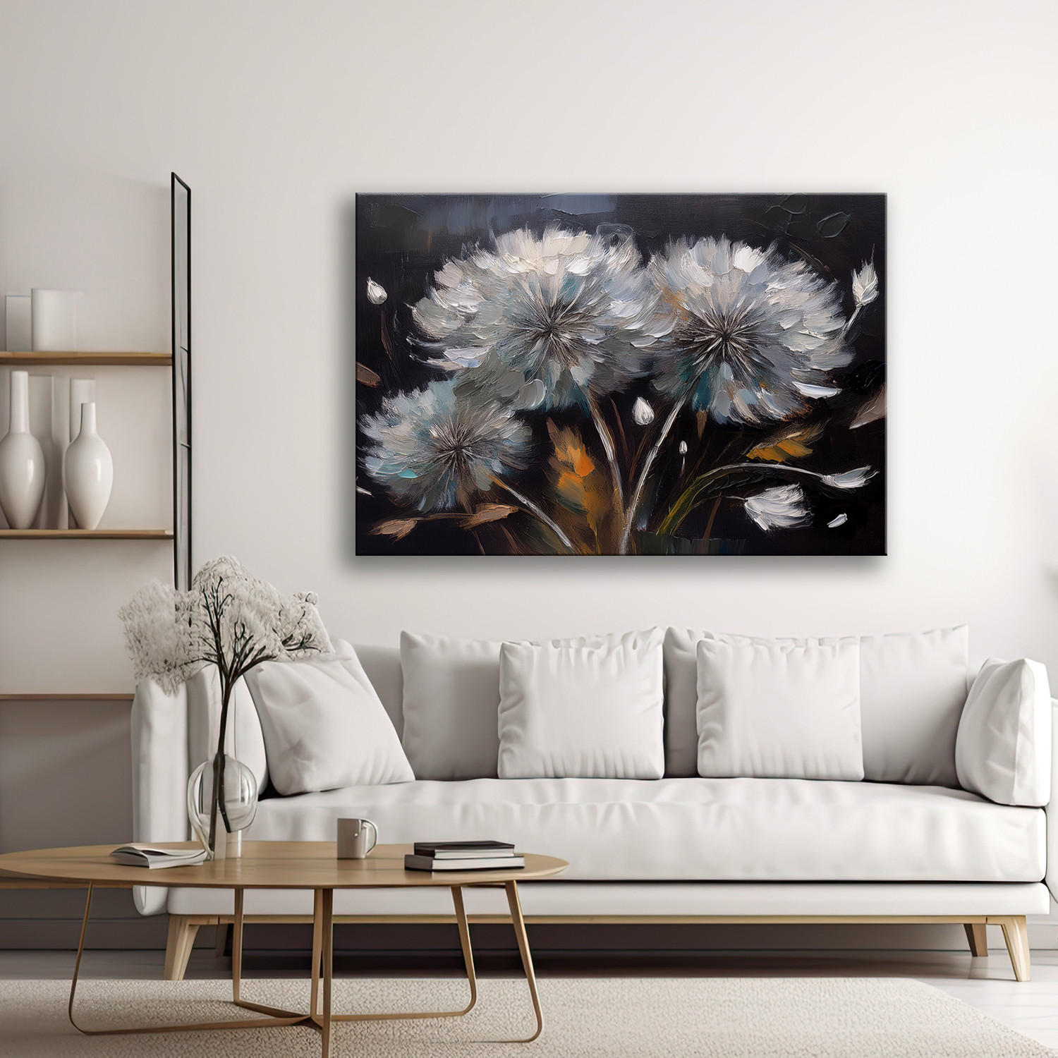 WANDBILD blütenblätter pflanzen natur - Schwarz, Textil (60/40cm) - Feeby