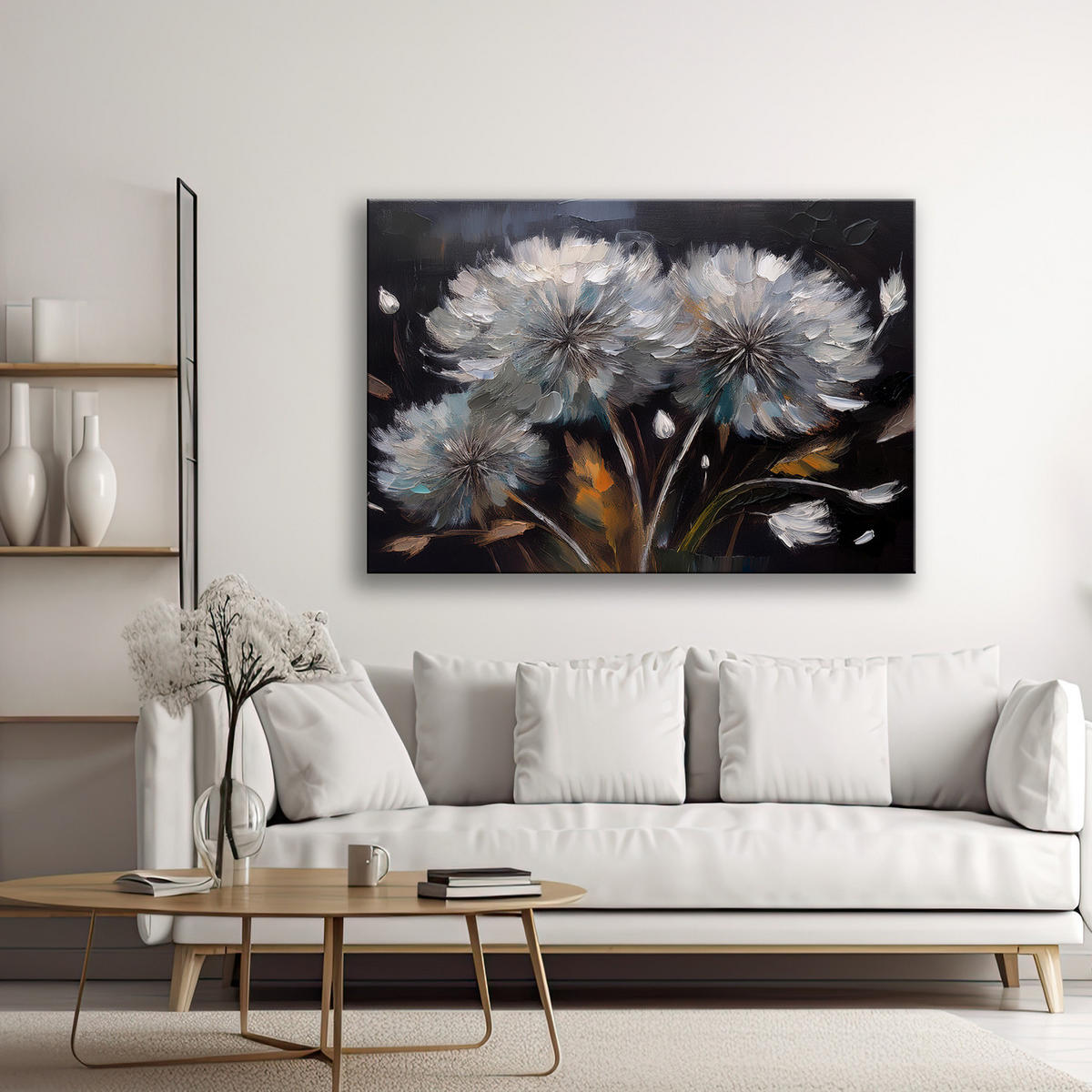 WANDBILD blütenblätter pflanzen natur - Schwarz, Textil (60/40cm) - Feeby