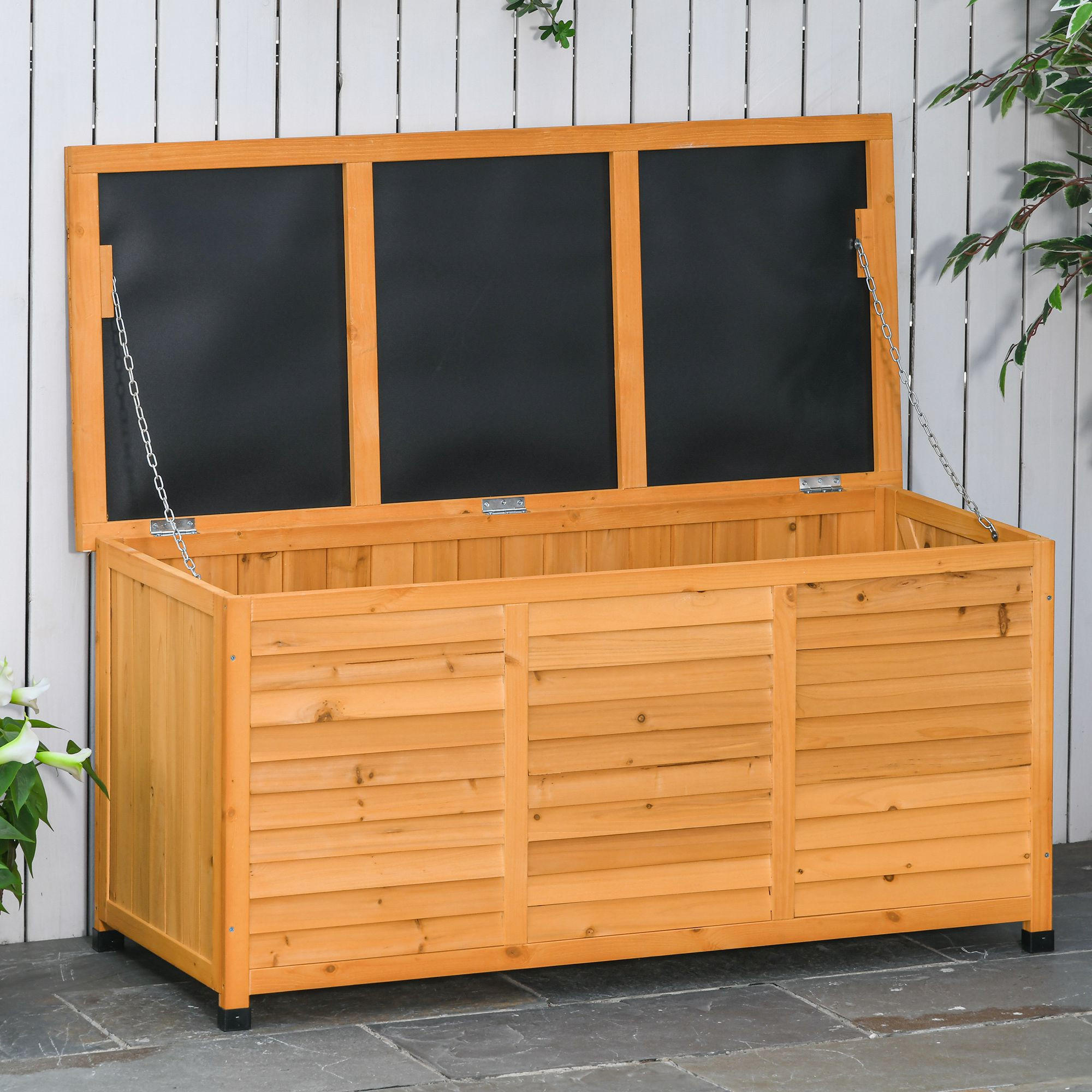 GARTENBOX, Kissenbox, Aufbewahrungsbox, wetterbeständig, Massivholz, Gelb - Gelb, Holz (56/60/127cm) - Outsunny