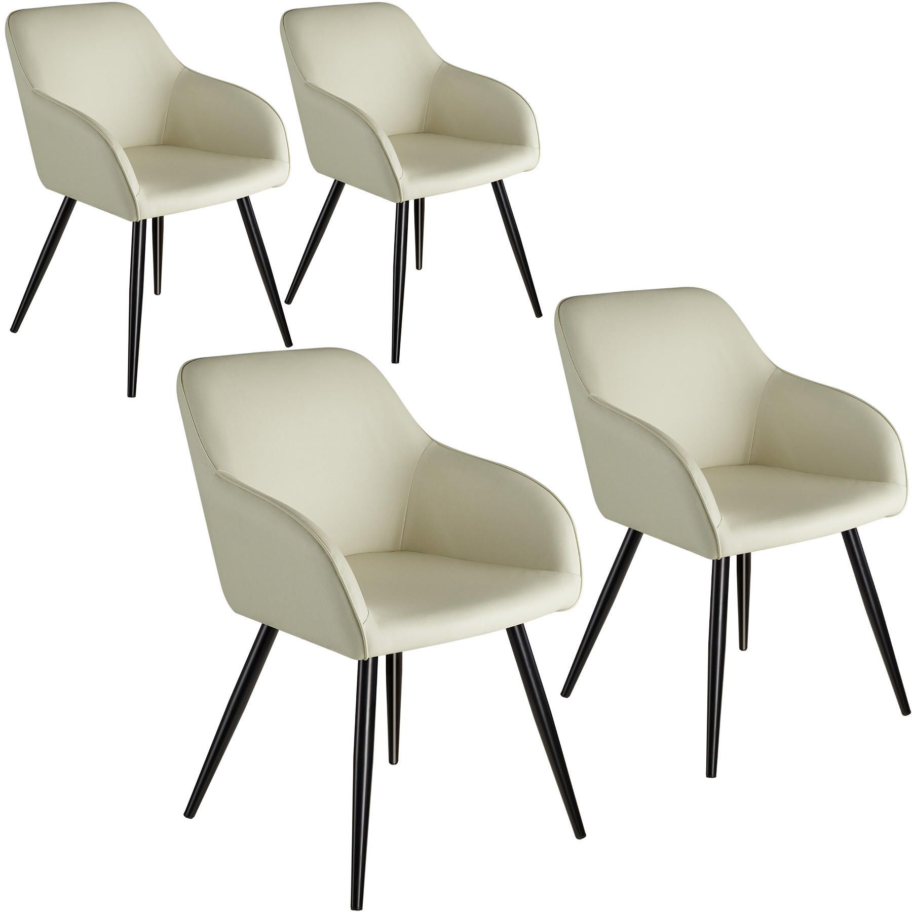 ESSZIMMERSTUHL 4er Set Marilyn 58 x 62 x 82 cm crème/schwarz - Creme/Schwarz, Textil (58/82/62cm) - tectake