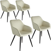 ESSZIMMERSTUHL 4er Set Marilyn 58 x 62 x 82 cm crème/schwarz - Creme/Schwarz, Textil (58/82/62cm) - tectake