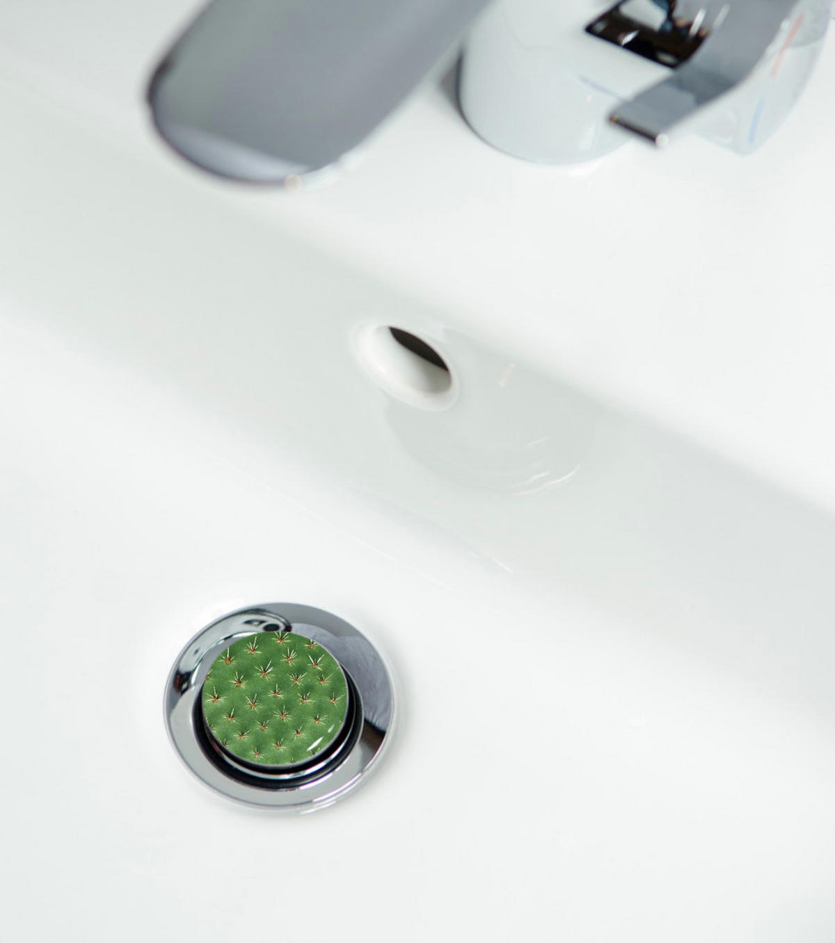 WASCHBECKENSTÖPSEL Kaktus - Grün, Kunststoff/Metall (4/7/7cm) - Sanilo