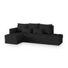 ECKSOFA LUMARI L-S Schwarz Plüsch-Stoff mit Schlaffunktion - Schwarz, Holz (262/143cm) - MASSENO