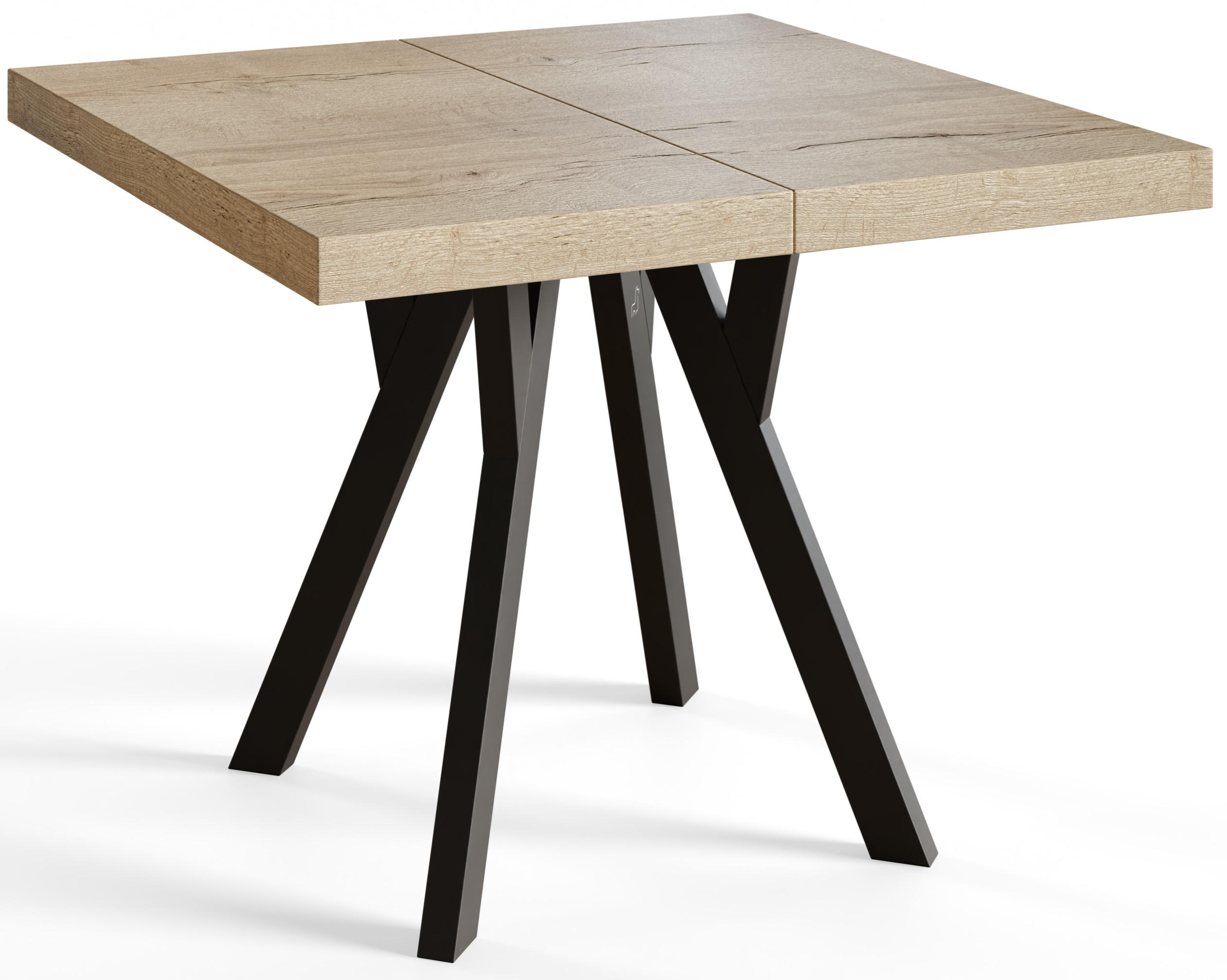 ESSZIMMERTISCH RICO, ausziehbarer Tisch100-200X100X77 cm, Farbe: HALIFAX, mit Holzbeinen in Farbe Schwarz - Schwarz/Naturfarben, Holzwerkstoff (100/100/77cm) - Alpi-Möbel
