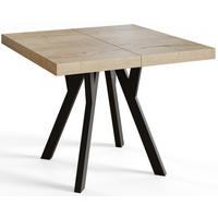 ESSZIMMERTISCH RICO, ausziehbarer Tisch100-200X100X77 cm, Farbe: HALIFAX, mit Holzbeinen in Farbe Schwarz - Schwarz/Naturfarben, Holzwerkstoff (100/100/77cm) - Alpi-Möbel