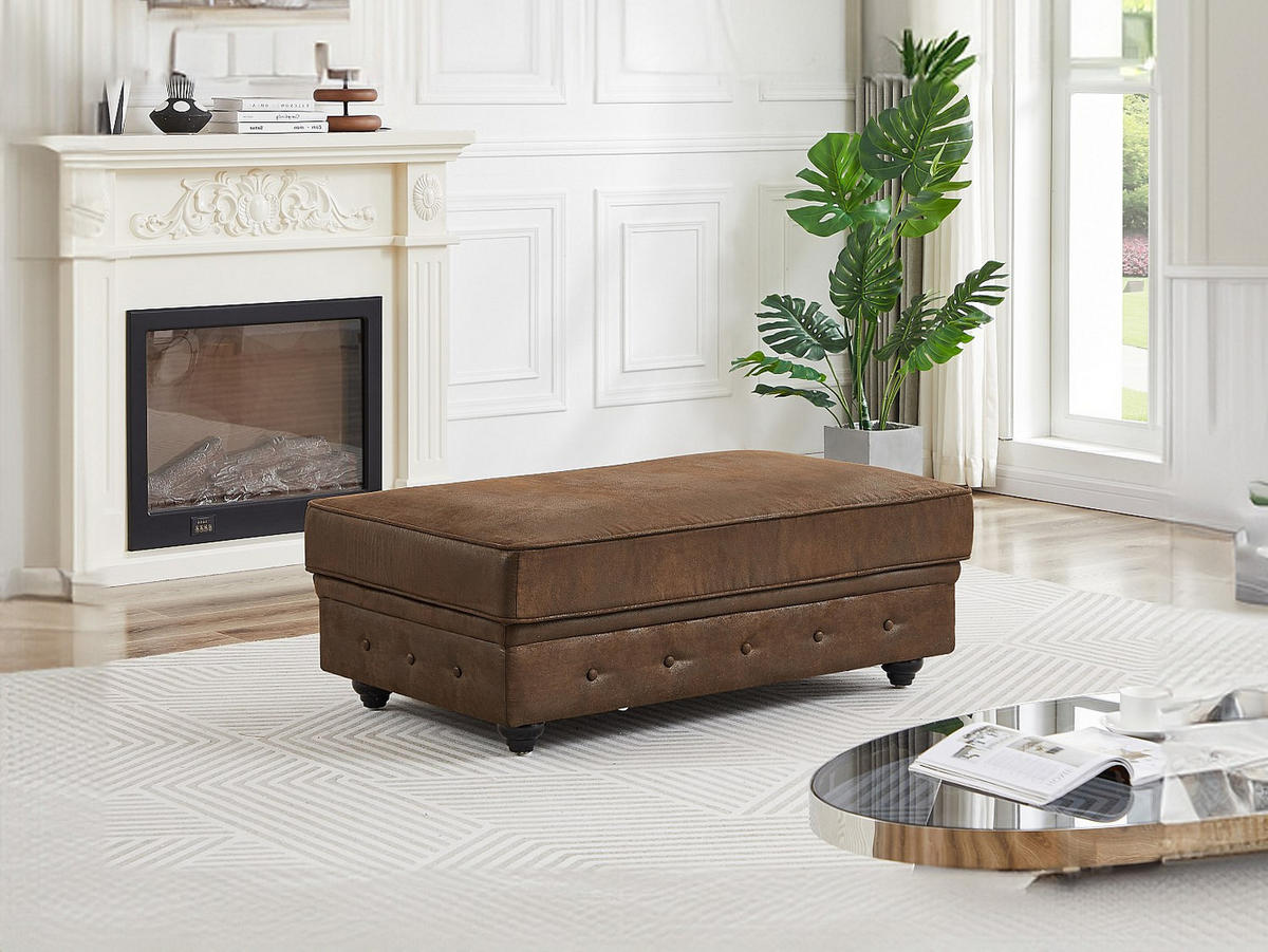 SITZHOCKER - 1 Person - Stoff, Stoff - Braun CHESTERFIELD - Braun, Textil (120/45/72cm) - Vente-Unique