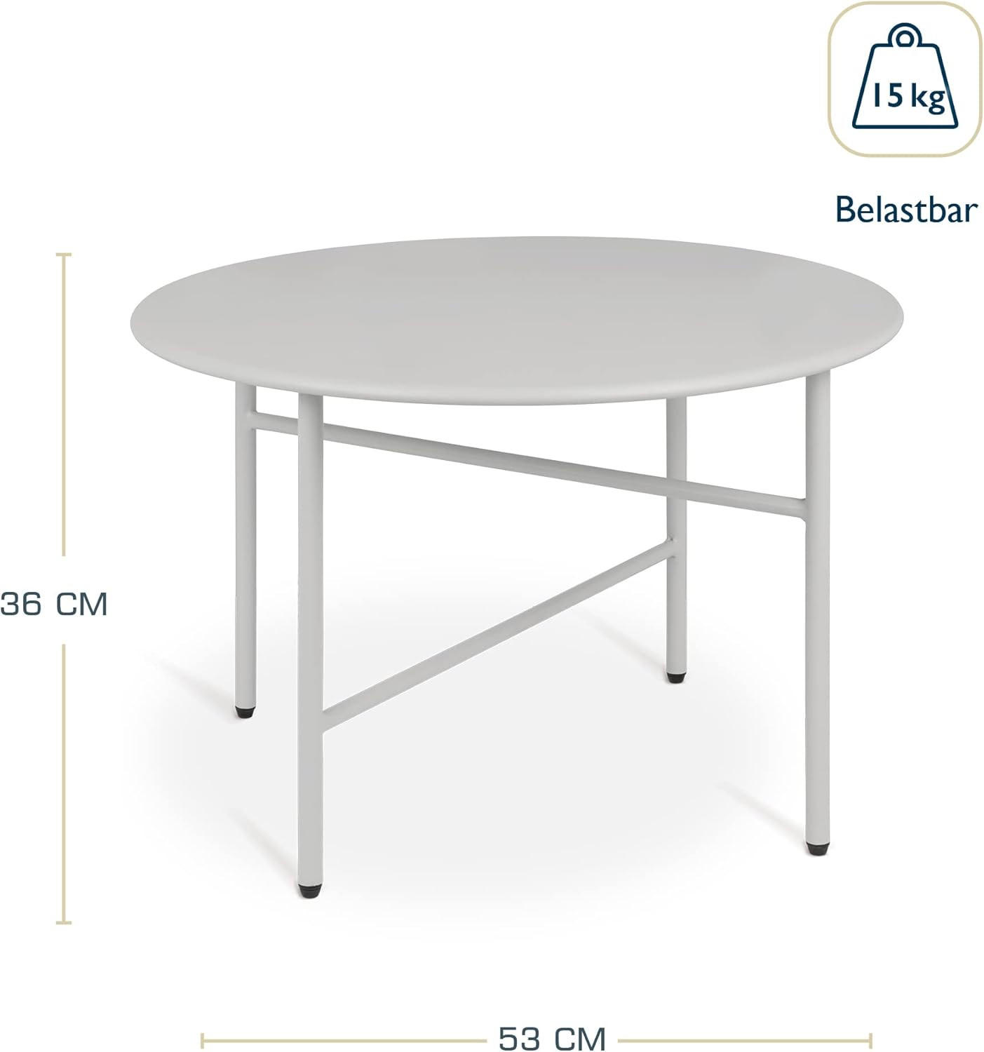 BEISTELLTISCH Finn 44/46 cm und 53/36 cm Hellgrau (2tlg) - Hellgrau, Metall (0.1/53/36cm) - BoMoe