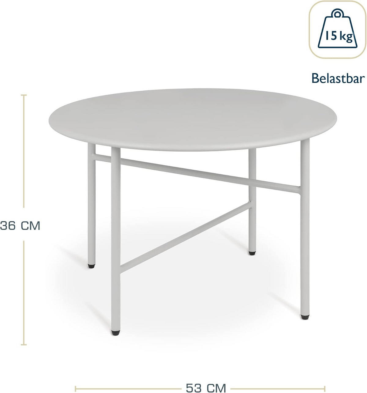 BEISTELLTISCH Finn 44/46 cm und 53/36 cm Hellgrau (2tlg) - Hellgrau, Metall (0.1/53/36cm) - BoMoe