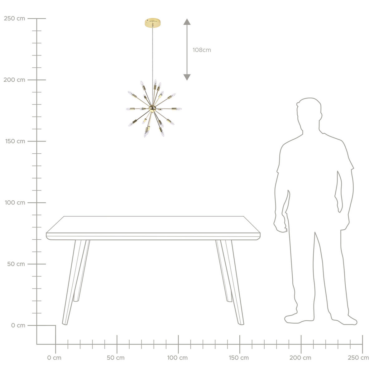 HÄNGELEUCHTE Maguse 59/59/149 cm - Goldfarben, Metall (59/59/149cm) - Beliani