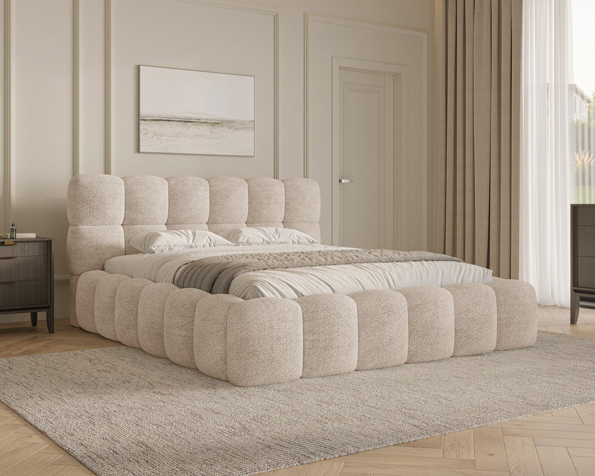 POLSTERBETT 19 - 140x200 cm – Arena – Bett mit Federmechanismus und Stauraum - Beige, Holz (140/200cm) - ROYAL24_MARKT