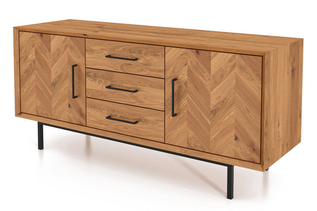 KOMMODE BREIT LEON Wildeiche - Wildeiche, Holz (144/65/45cm) - byoak