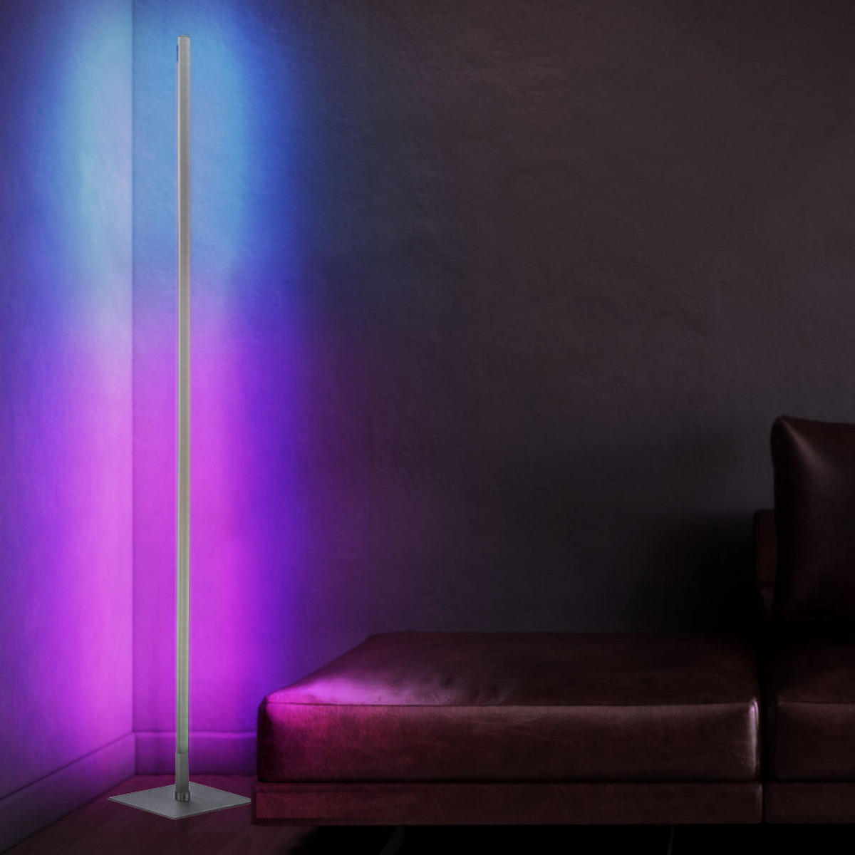 LED STEHLEUCHTE Silber RGB Fernbedienung - Silberfarben, Metall (20.5/20.5/151cm)