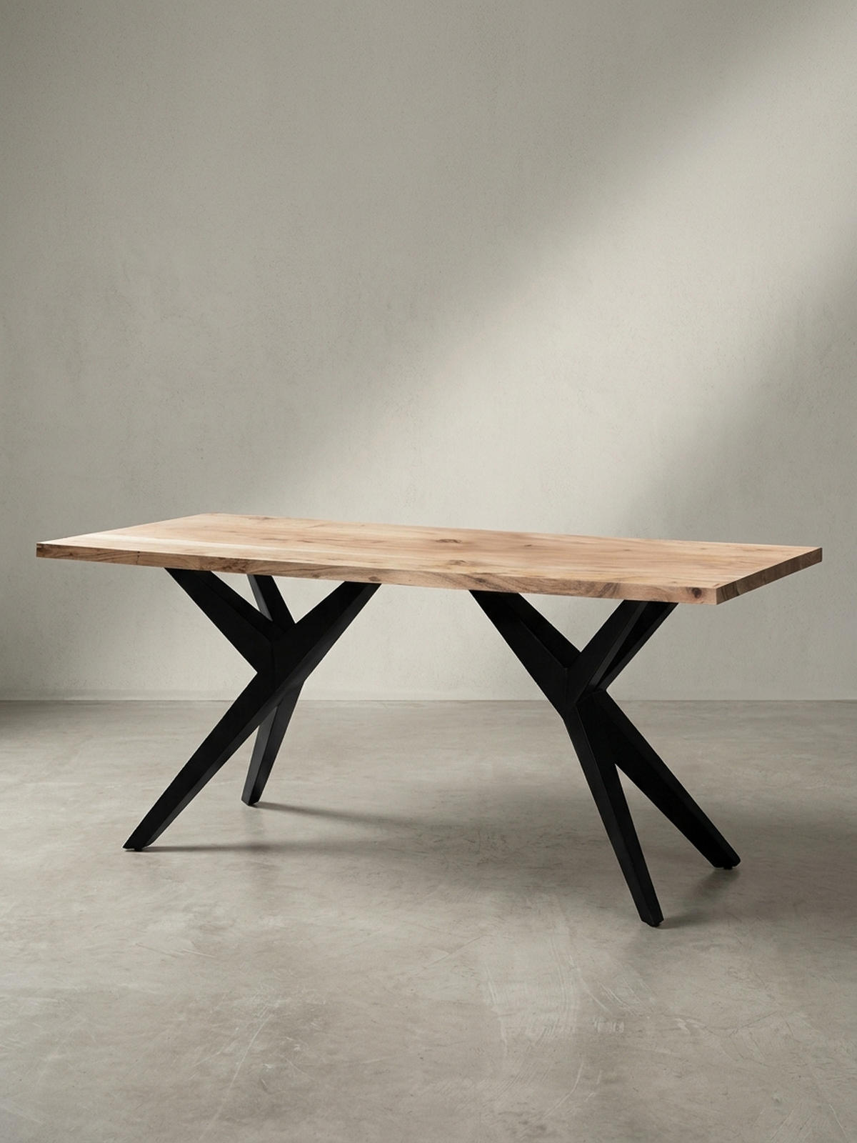 ESSTISCH Massivholz Metall Rechteckig Loft-Stil, Akazie 180x90x76 cm - Schwarz/Akaziefarben, Holz/Metall (90/180/76cm) - KADIMA DESIGN