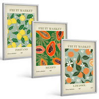 BILDER SET 3er Set - 40x60 cm Silberner Rahmen - Fruchtposter Zitronen Papayas - Silberfarben, Kunststoff (40/60cm) - TULUP
