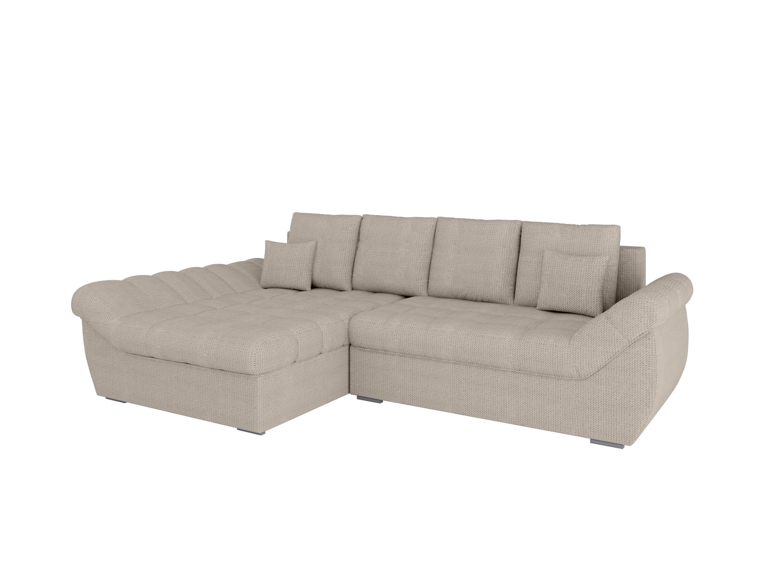 ECKSOFA ZAYA mit Schlaffunktion L-Form, Sofa mit Bettkasten, Wohnzimmersofa, Couch, Soffa, Bettsofa, LINKS- Creme - Creme, Holz (279/175cm) - Homesy