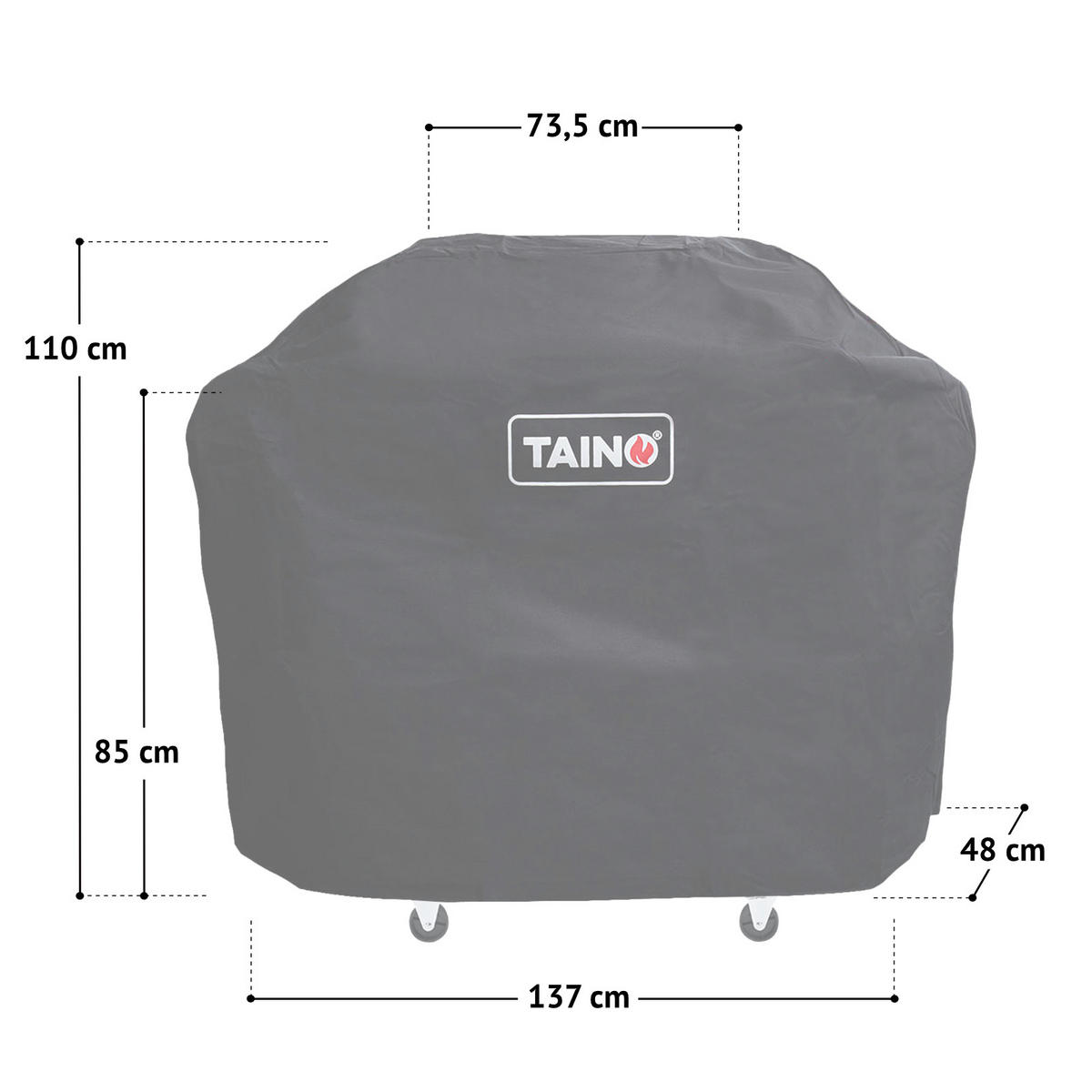 GRILLABDECKPLANE RED 4+1 - Schwarz, Textil (137/110/48cm) - TAINO