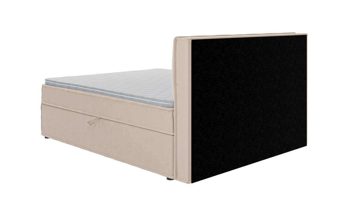BOXBETT Eclipse 160/200 cm Beige Luxusmicrofaser - Beige/Schwarz, Holz/Kunststoff (160/200cm) - S-Style Möbel