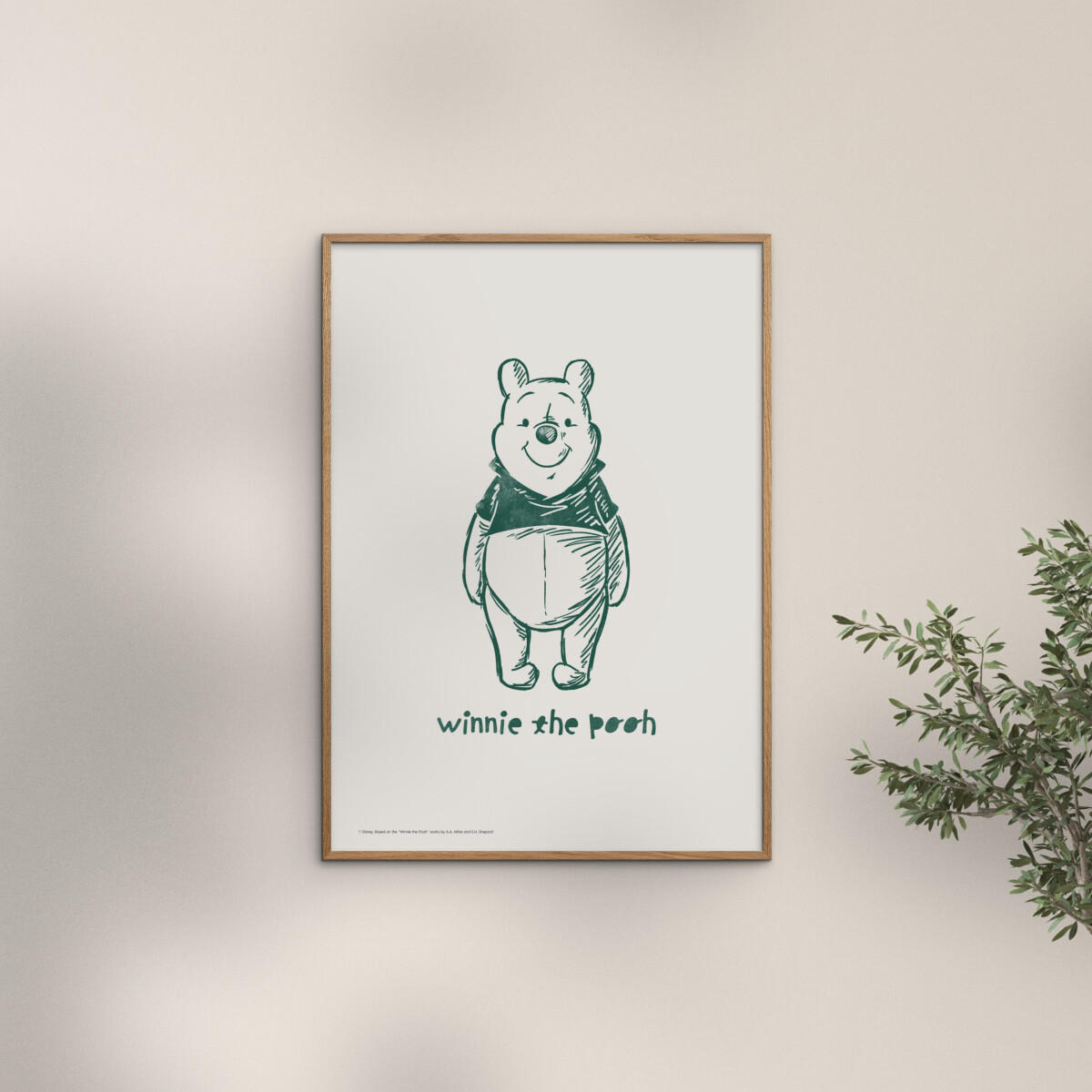 POSTER mit Rahmen Disney - Disney's Winnie the Pooh Standing Smile - Eichefarben/Beige, Holz/Papier (70/100cm) - Poster&Frame