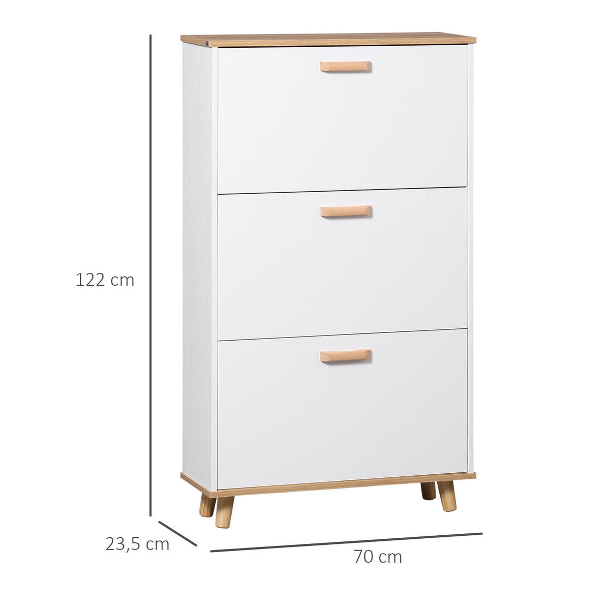 SCHUHSCHRANK DE-14983 3 Klapptüren mit verstellbaren Böden Weiß - Weiß, Holzwerkstoff (70/122/23.5cm) - ComfortXL
