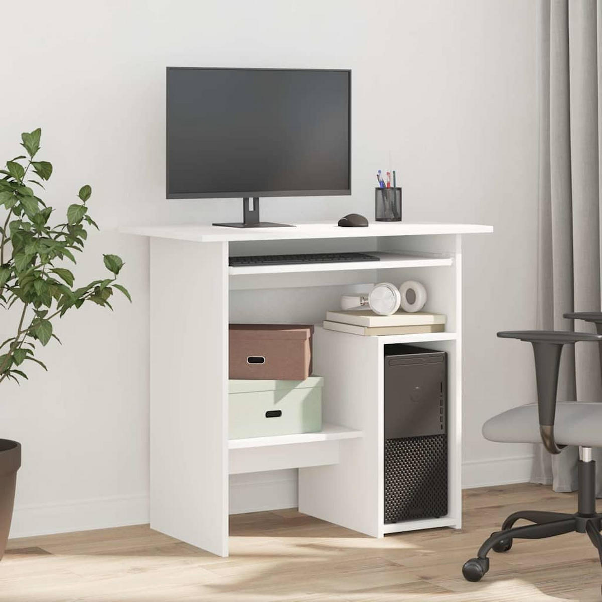 SCHREIBTISCH Weiß 80x45x74 cm Holzwerkstoff - Weiß, Holzwerkstoff (80/45/74cm) - furnicato
