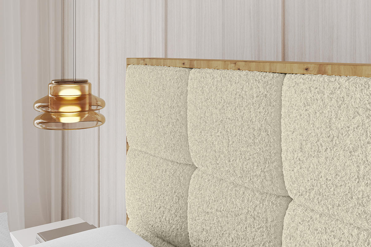 POLSTERBETT mit Bettkasten, Fußteil und Lattenrost, Boxbett mit Matratze H3/H4 - ENZO2-Z 180x200 Beige - Taupe, Holzwerkstoff/Textil (180/200cm) - ALTDECOR