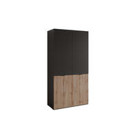 KLEIDERSCHRANK SANDBOX LOFT 100 101/49/200 cm Schwarzgraphit / Schwarzgraphit + Eiche Wotan mit LED ohne Zusatzböden - Schwarz, Holzwerkstoff/Kunststoff (101/200/49cm) - Lookway