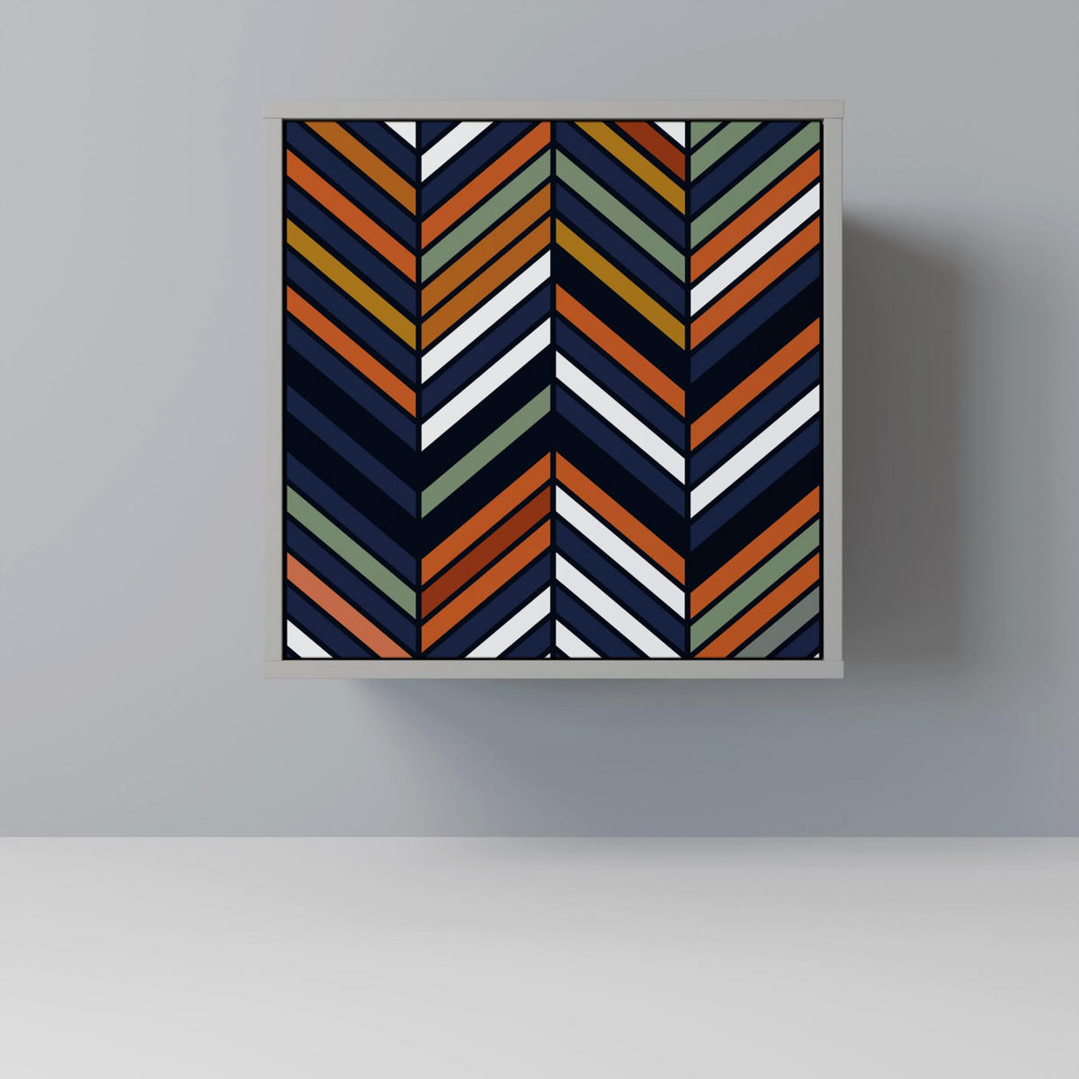 SIDEBOARD VIBRANT PATCHWORK, Grau, 57,5x42x70,5 cm, Schwarze Metall-Sternfüße - Multicolor/Schwarz, Holzwerkstoff/Metall (57.5/70.5/42cm) - SpaceRebels
