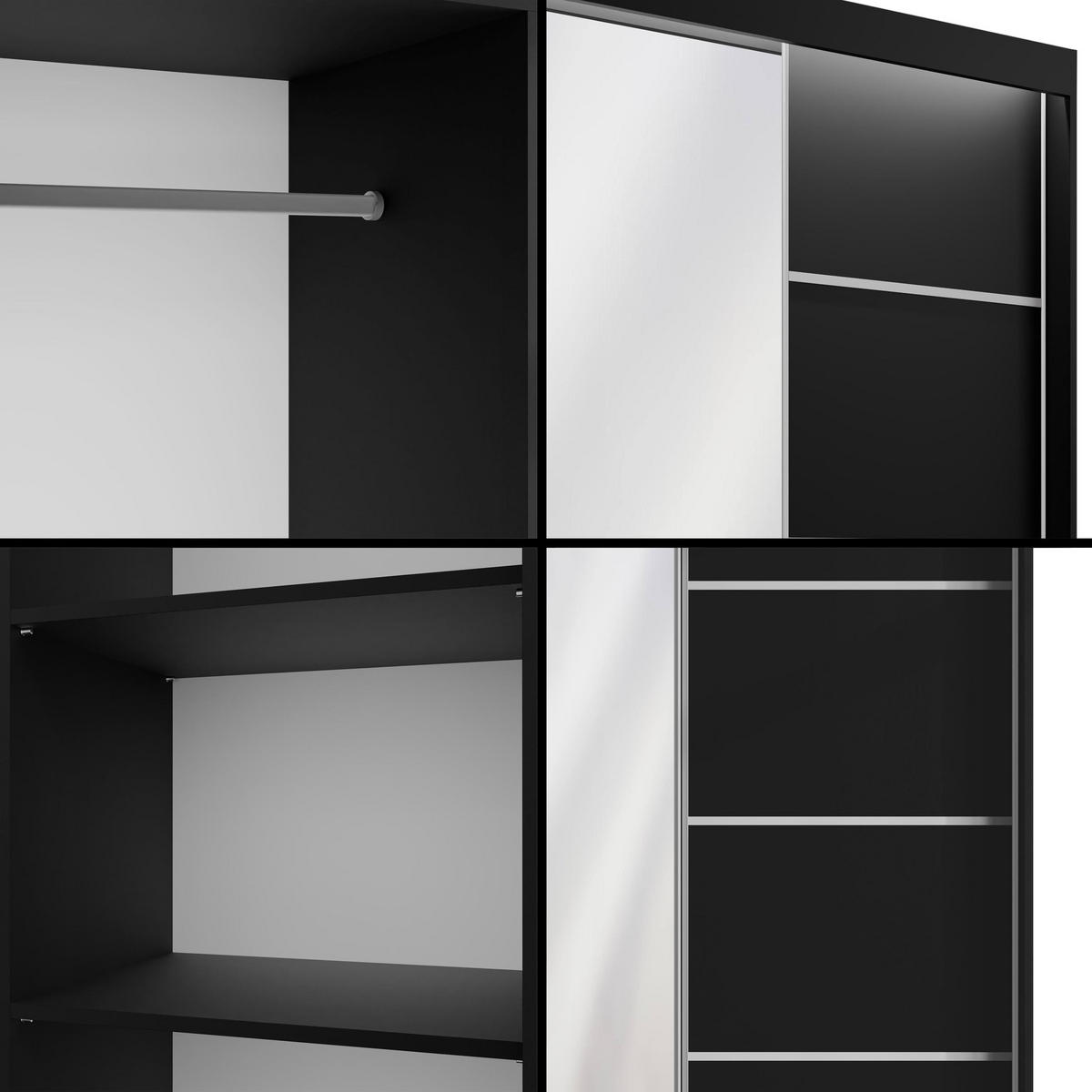 KLEIDERSCHRANK PAOKI mit LED - 120 cm - Schwarz - Schwarz, Holzwerkstoff (120/215/61cm) - ALTDECOR