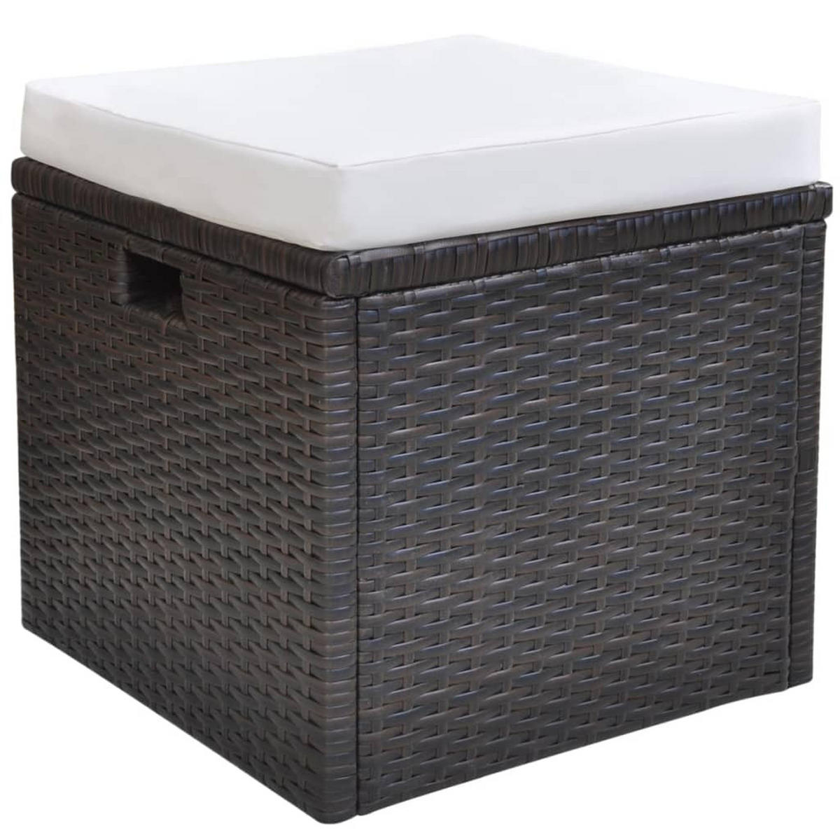 GARTEN-ESSGRUPPE 6-TLG MIT AUFLAGEN POLY RATTAN BRAUN - Creme/Braun, Naturmaterialien/Textil - vidaXL