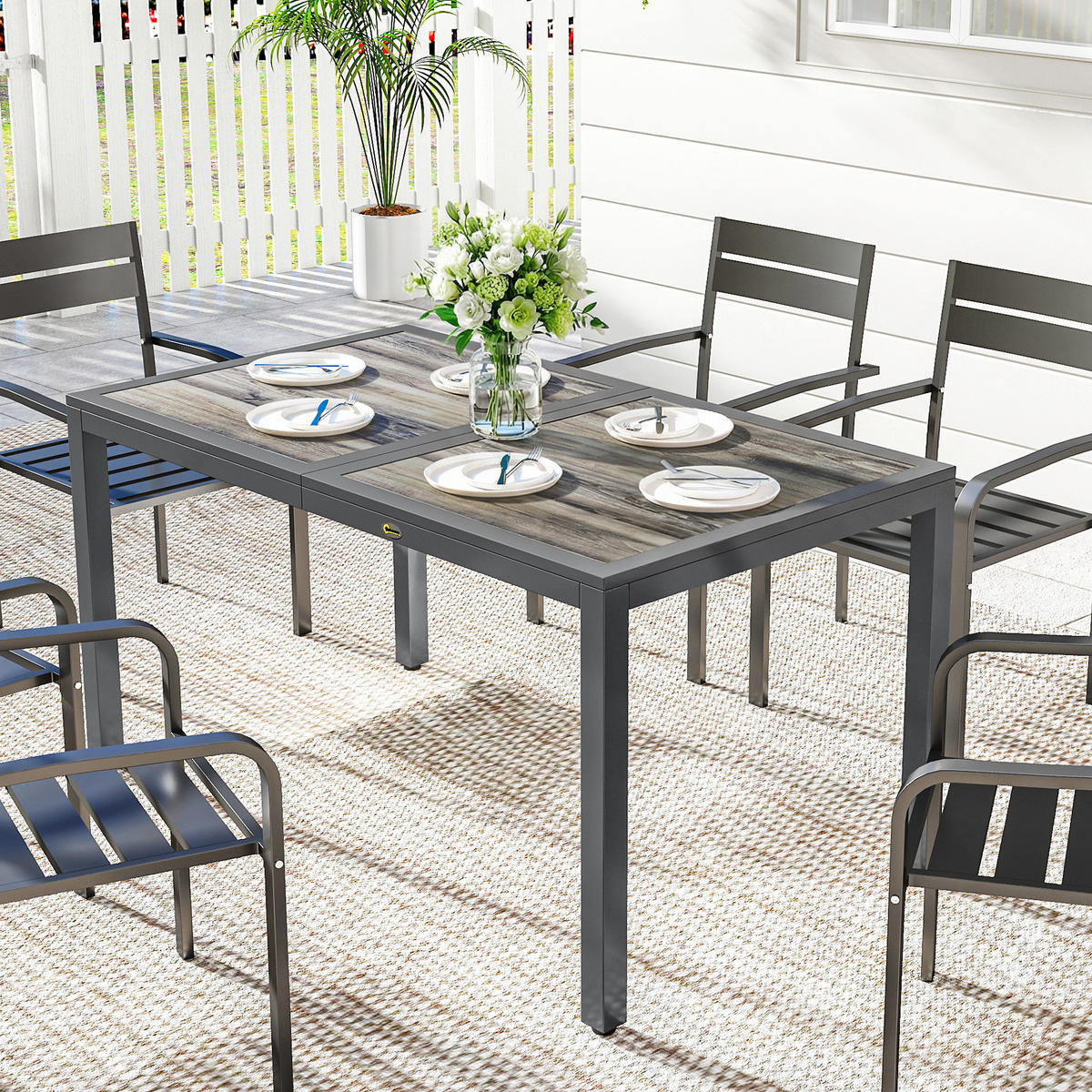 GARTENTISCH DE-14229 140x80 cm Dunkelgrau - Dunkelgrau, Metall (140/80/72cm) - ComfortXL
