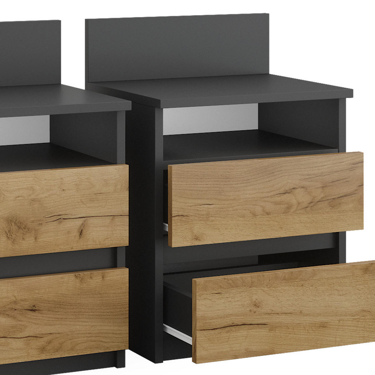 NACHTTISCH Monty Anthrazit 39.6 x 59.1 cm 2er Set - Anthrazit, Holzwerkstoff (32.3/59.1/39.6cm) - Vicco