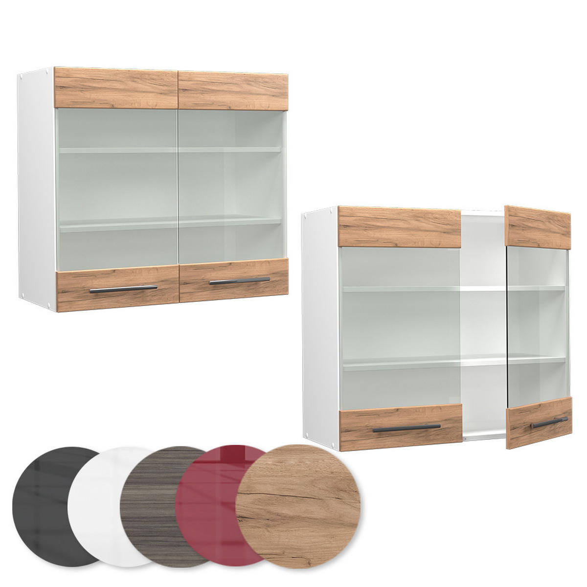 KÜCHENGLASSCHRANK Fame-Line Goldkraft Eiche 80 cm - Honigeiche/Eiche Wotan, Holzwerkstoff (80/72/34.1cm) - Vicco