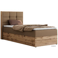 BOXBETT ALBERO 1 90/200 - Braun Kunstleder - Topper T25 - H3 - Links - Schwarz/Braun, Kunststoff/Textil (90/200cm) - MKS