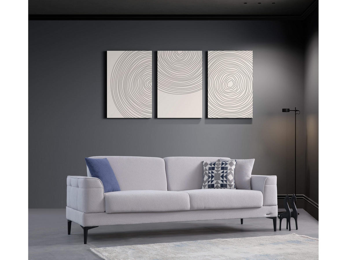 SOFA Maja 2-Sitzer Bouclé Grau - Grau, Kunststoff/Textil (180/85/90cm)