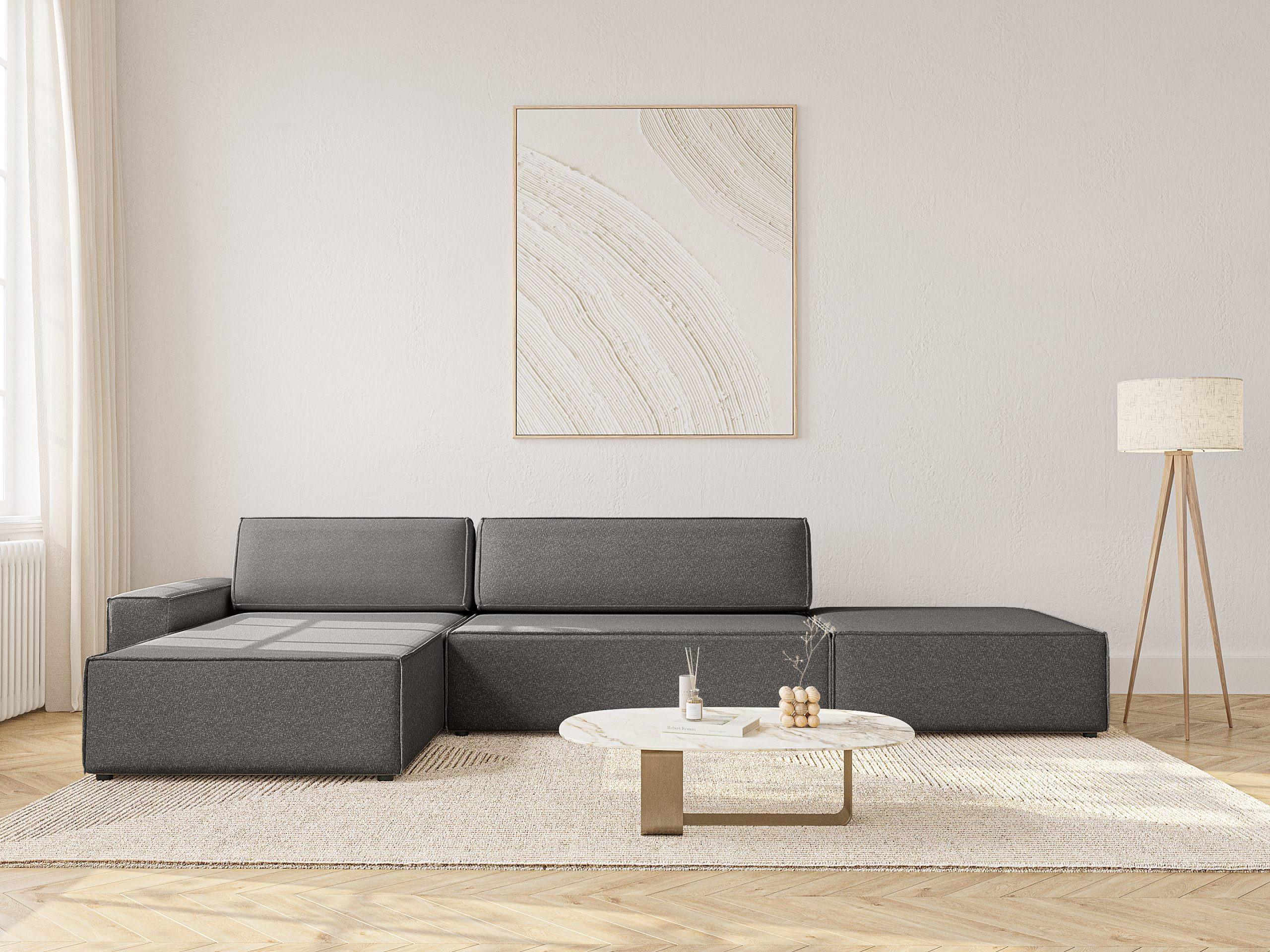 ECKSOFA Lummo La mit Schlaffunktion, Graphit - Graphitfarben, Textil (363/185cm) - Fedve